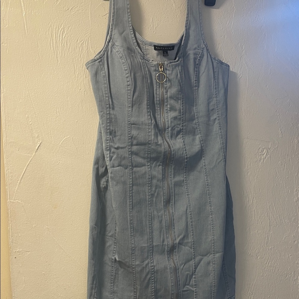 Haute Monde Sky Blue Zipper Dress